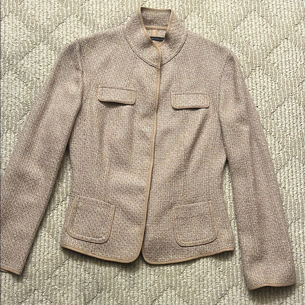 Elie Tahari Women's Beige and purple tweed wool Jacket